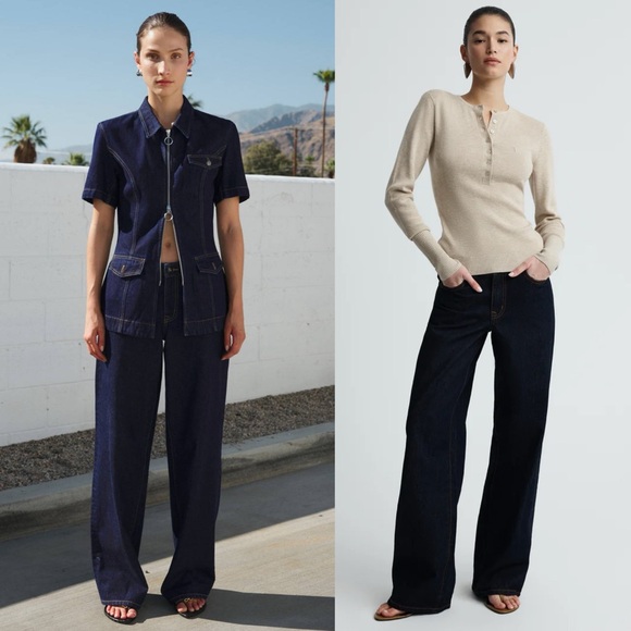 Anna Quan Denim - Anna Quan Finn Jeans Dark Indigo Relaxed Straight Leg Cotton Rigid Denim Size 2